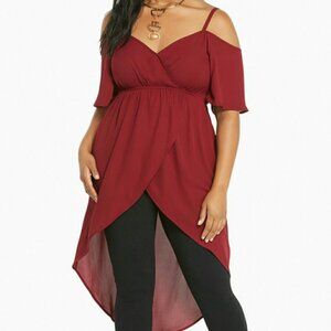 TORRID INDIE GLAM HI-LO COLD SHOULDER TOP